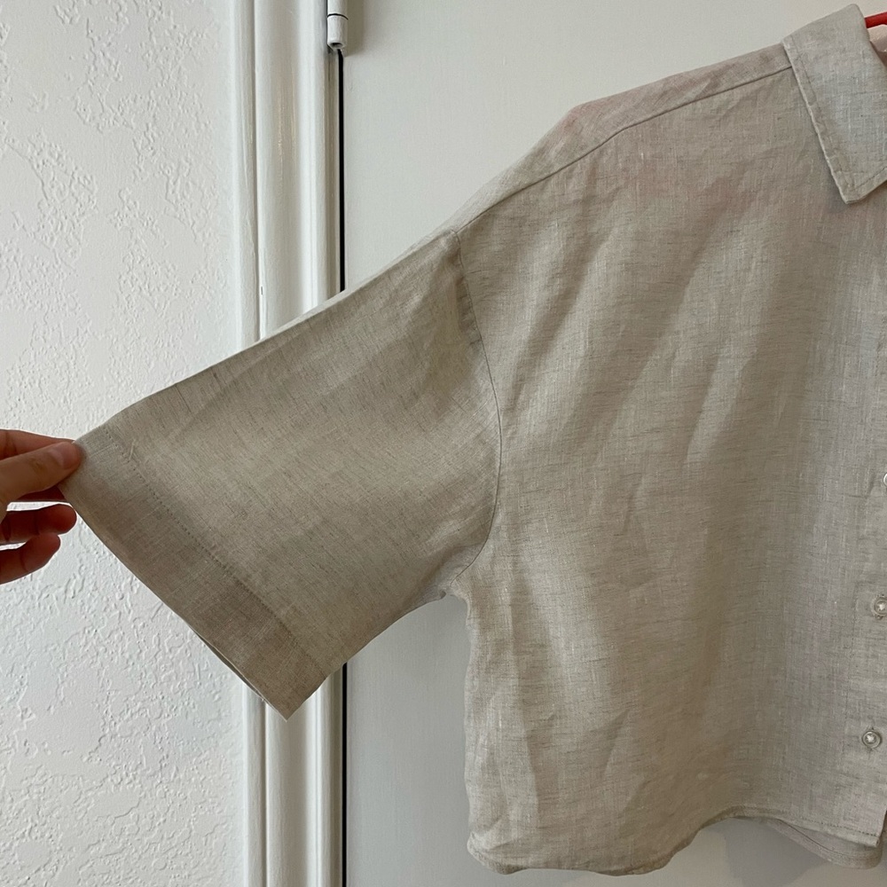 H&M 100% Linen Crop Blouse - Picture 4 of 8